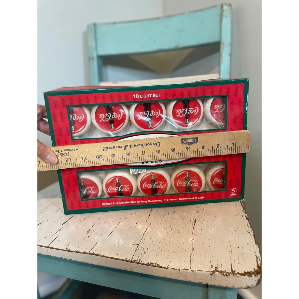 Coca-Cola Lot of 3 10 Light Set Circle‎ Logo Kurt S Adler Christmas String Light